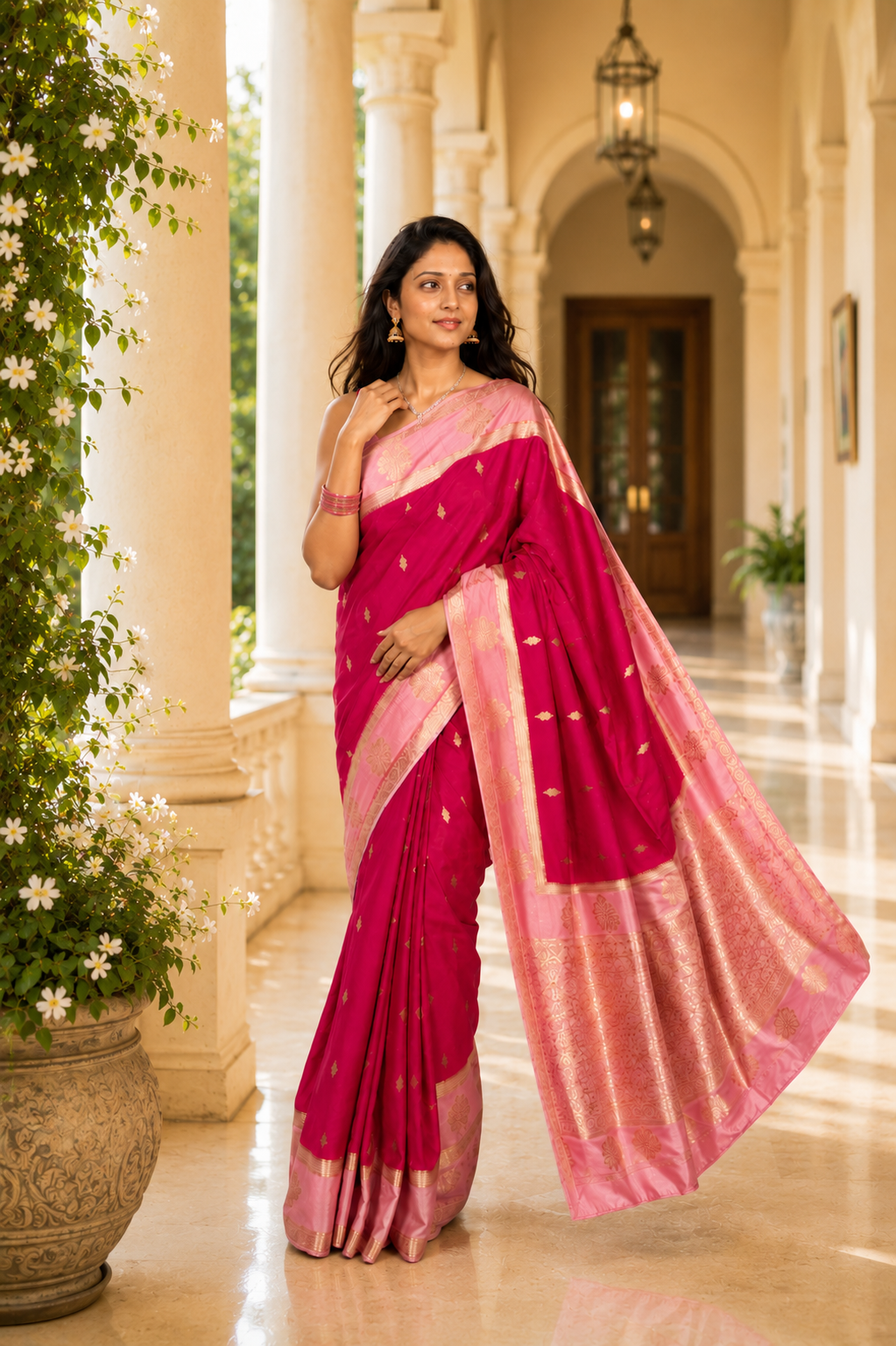 Mysore semi crepe silk saree flower butti