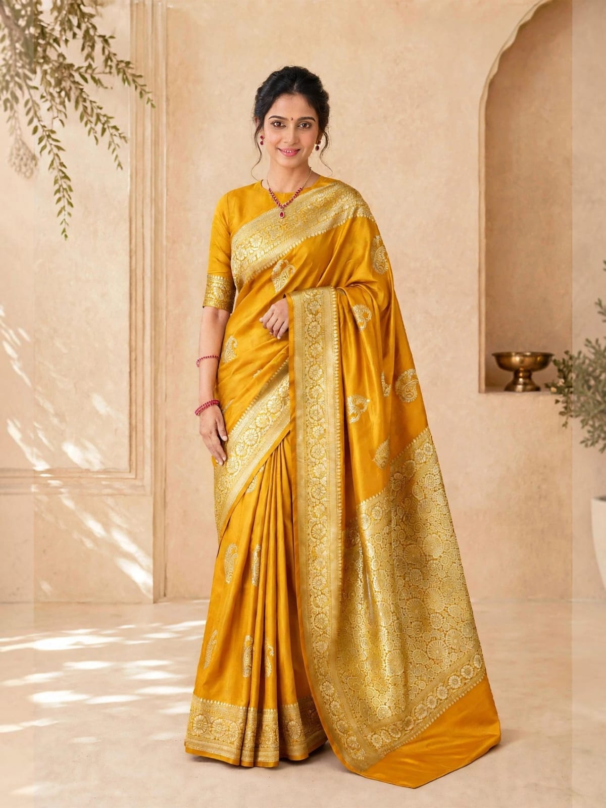 Benarasi  Semi silk saree with Mango butta
