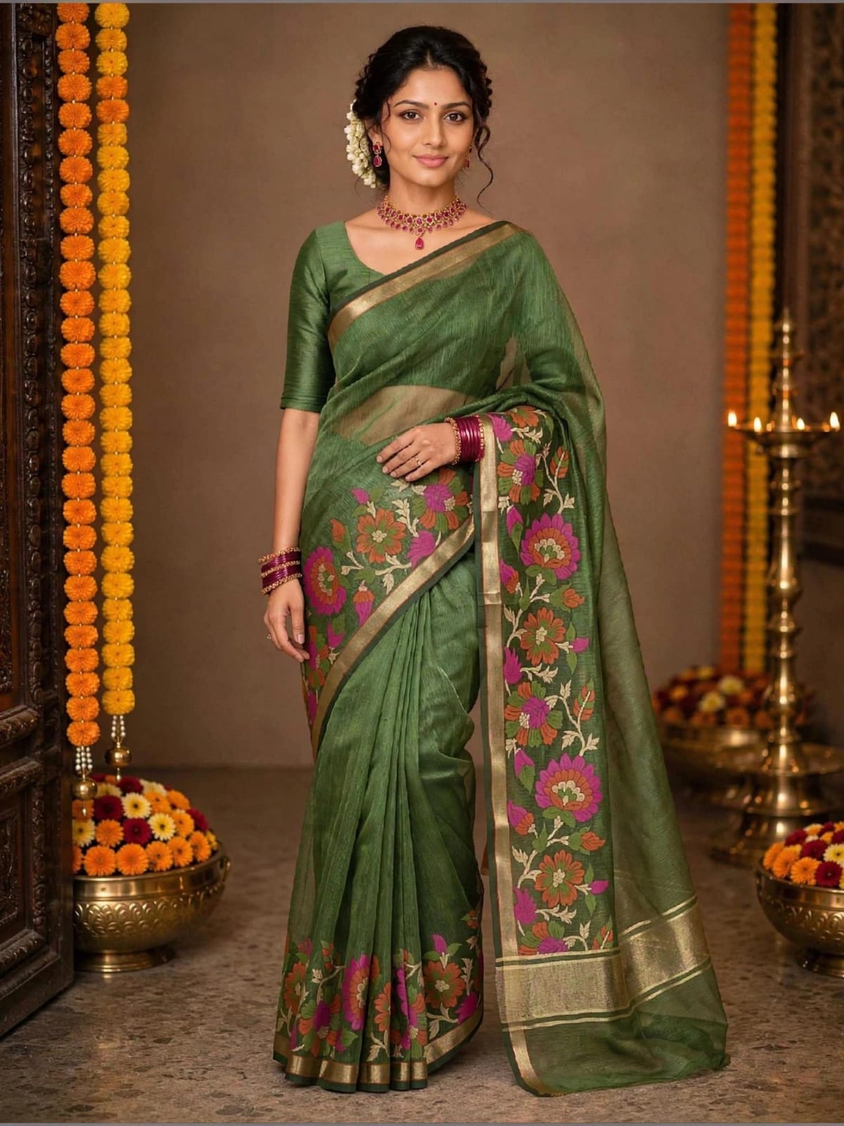 Chanderi Silk Saree Self