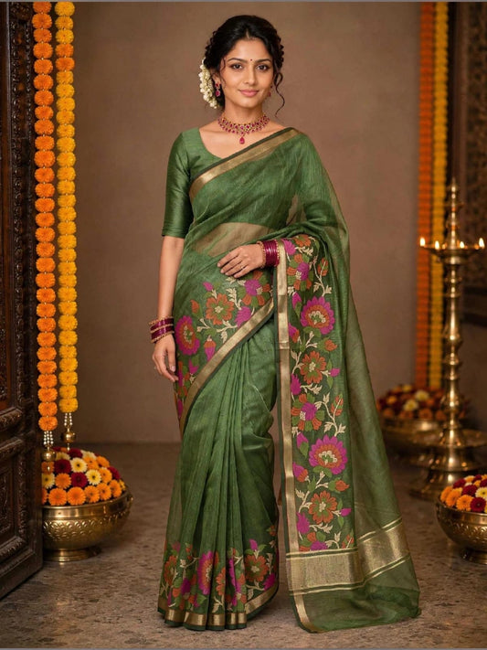 Chanderi Silk Saree Self