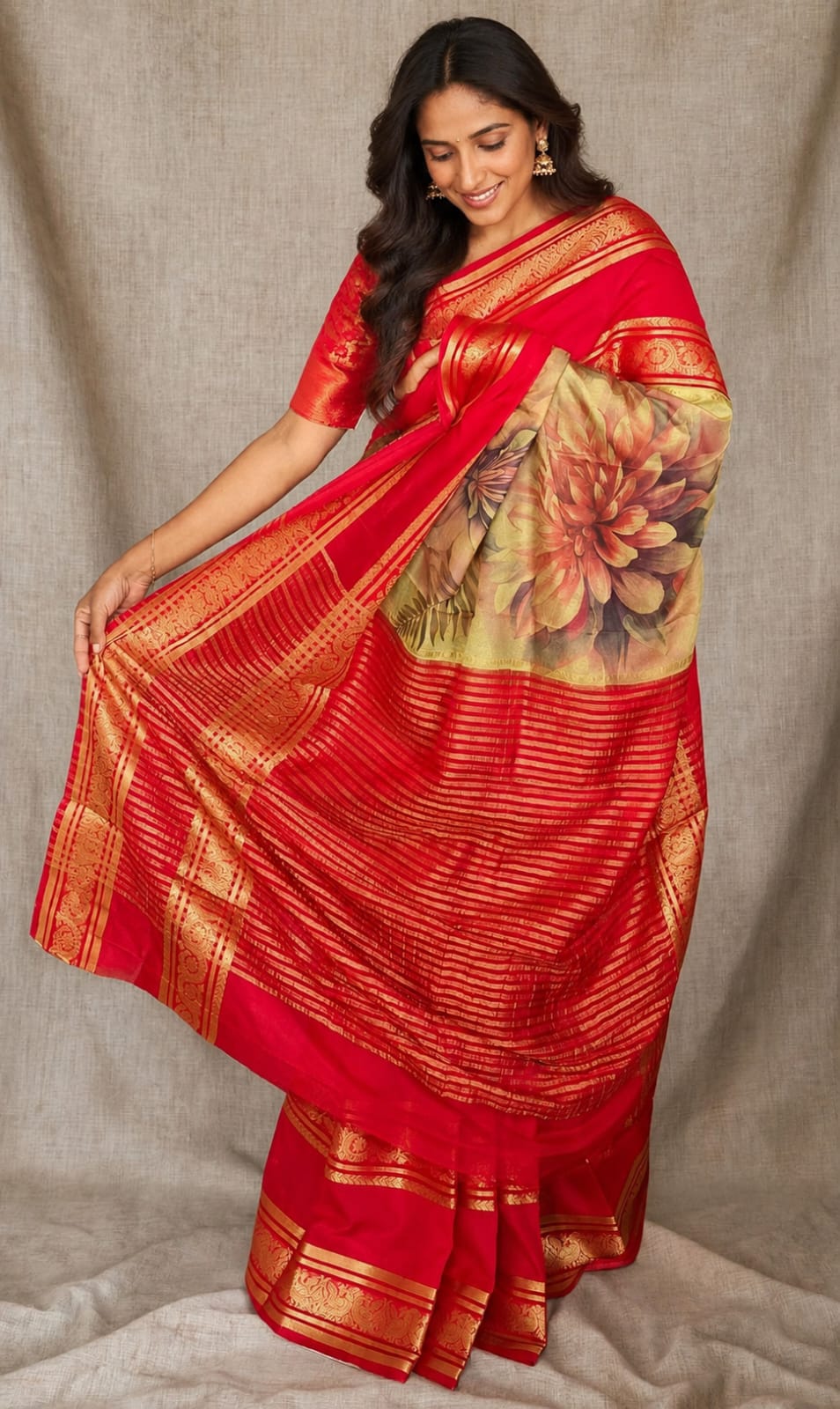 Kalamkari semi crepe silk saree