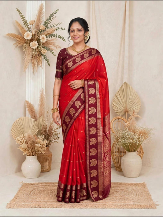 Mysore Semi Crepe Silk  Peacock Border