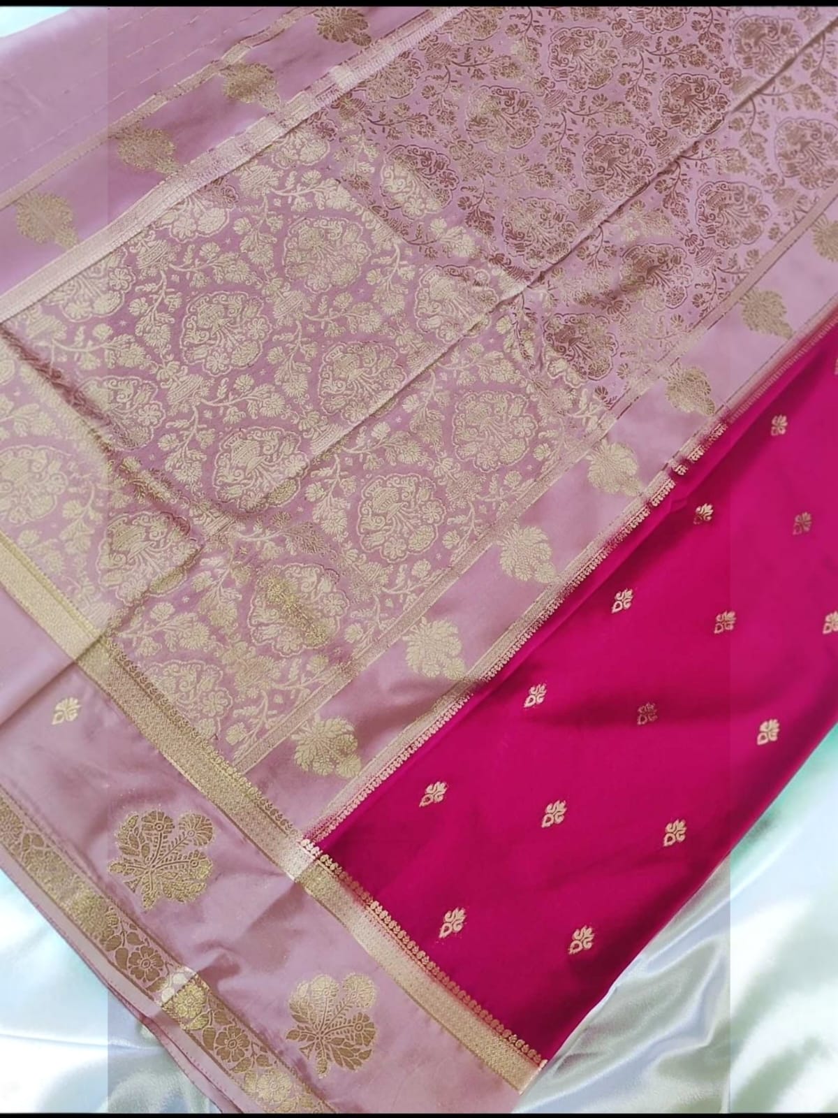 Mysore semi crepe silk saree flower butti
