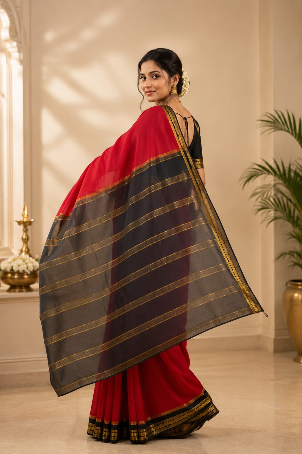 Rashmika Mandanna  Mysore crepe silk saree