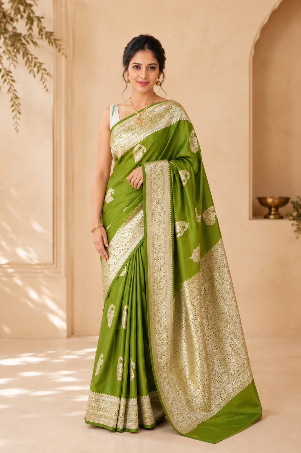 Benarasi  Semi silk saree with Mango butti