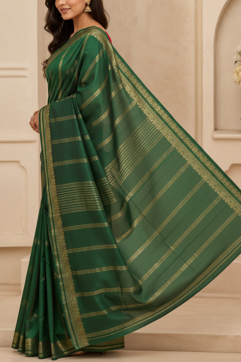 Mysore semi crepe silk Small border Saree