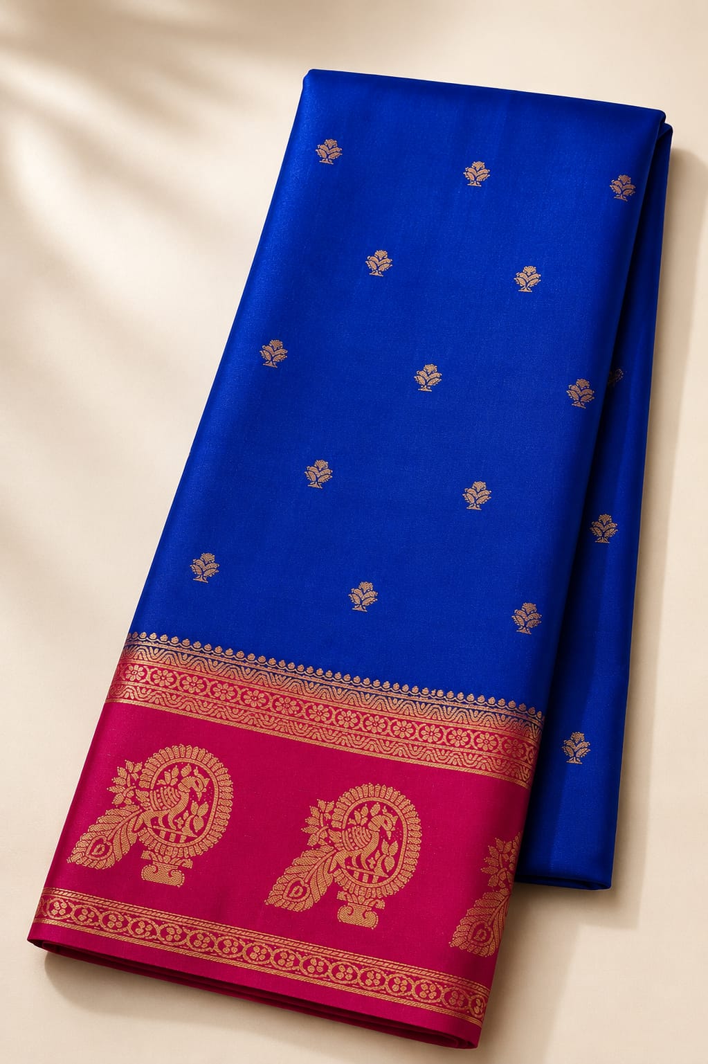 Mysore Semi Crepe Silk  Peacock Border