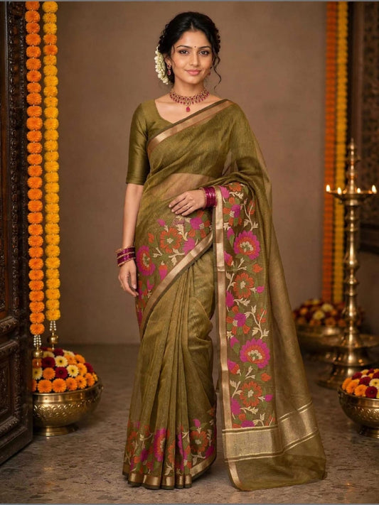 Chanderi Silk Saree Self