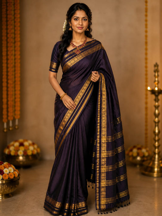Mysore Semi crepe silk With Lotus border