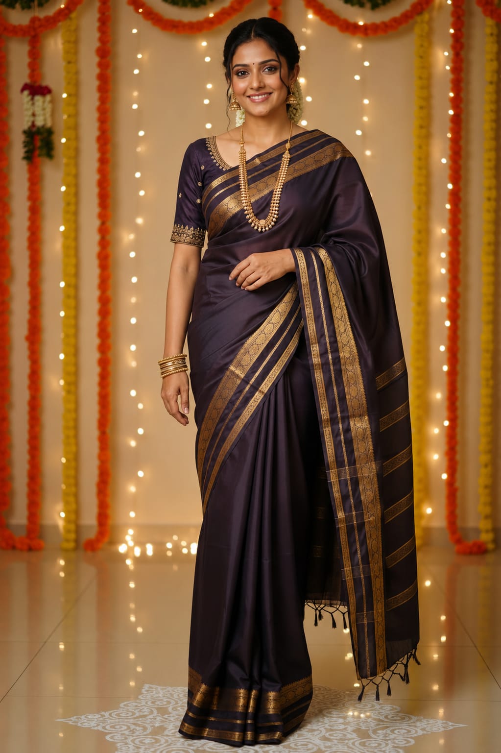 Mysore Semi crepe silk With Lotus border