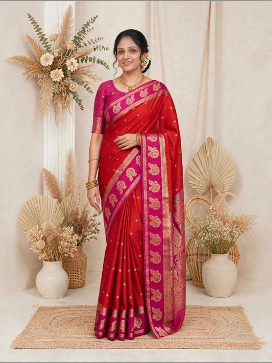 Mysore Semi Crepe Silk  Peacock Border