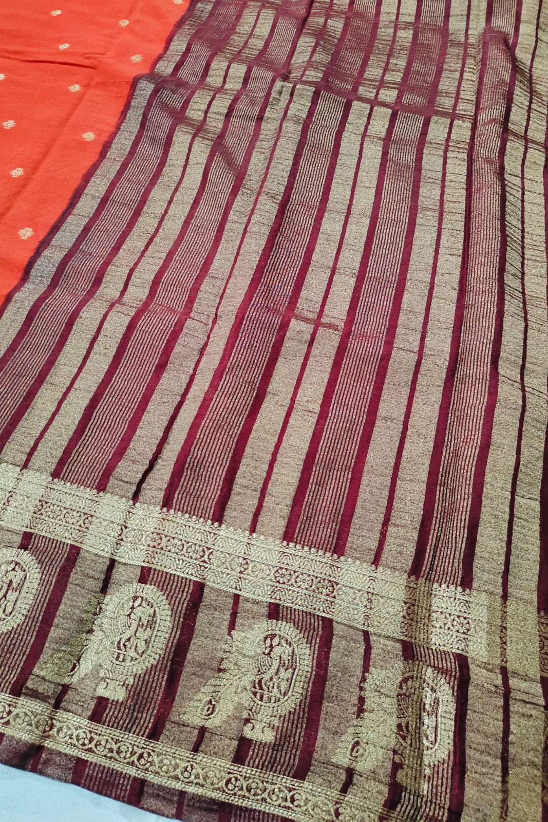 Mysore Semi Crepe Silk  Peacock Border