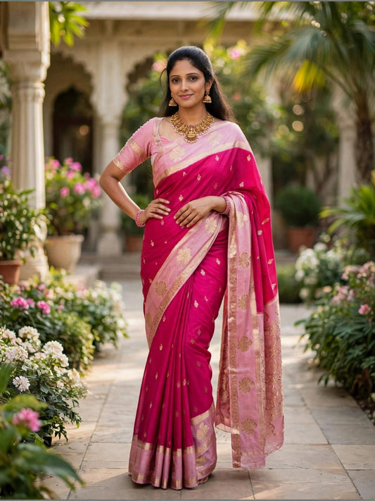 Mysore semi crepe silk saree flower butti
