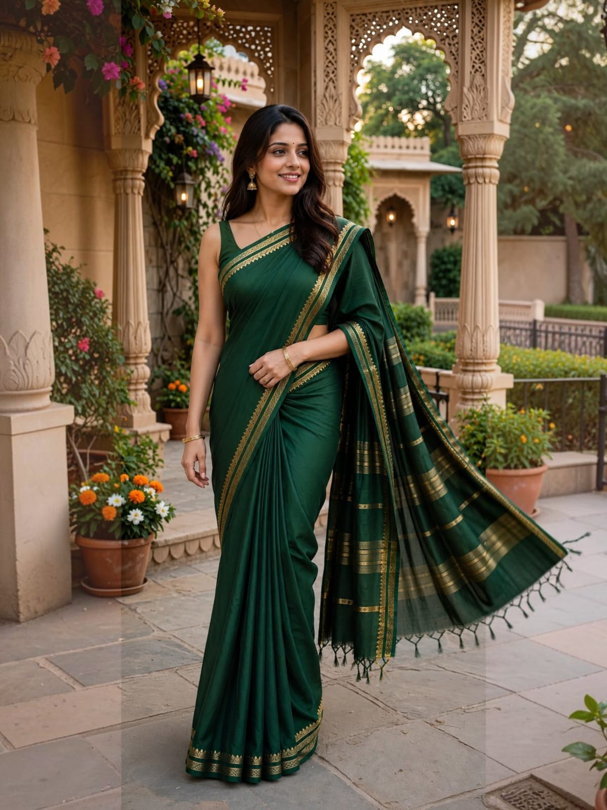 Mysore semi crepe silk Small border Saree