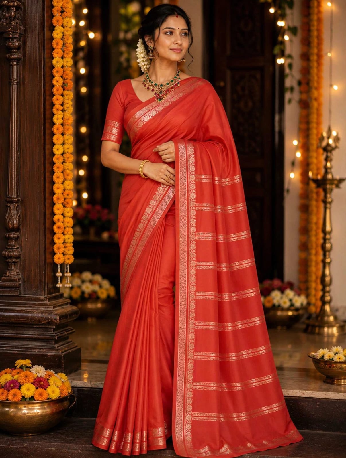 Mysore semi crepe silk Small border