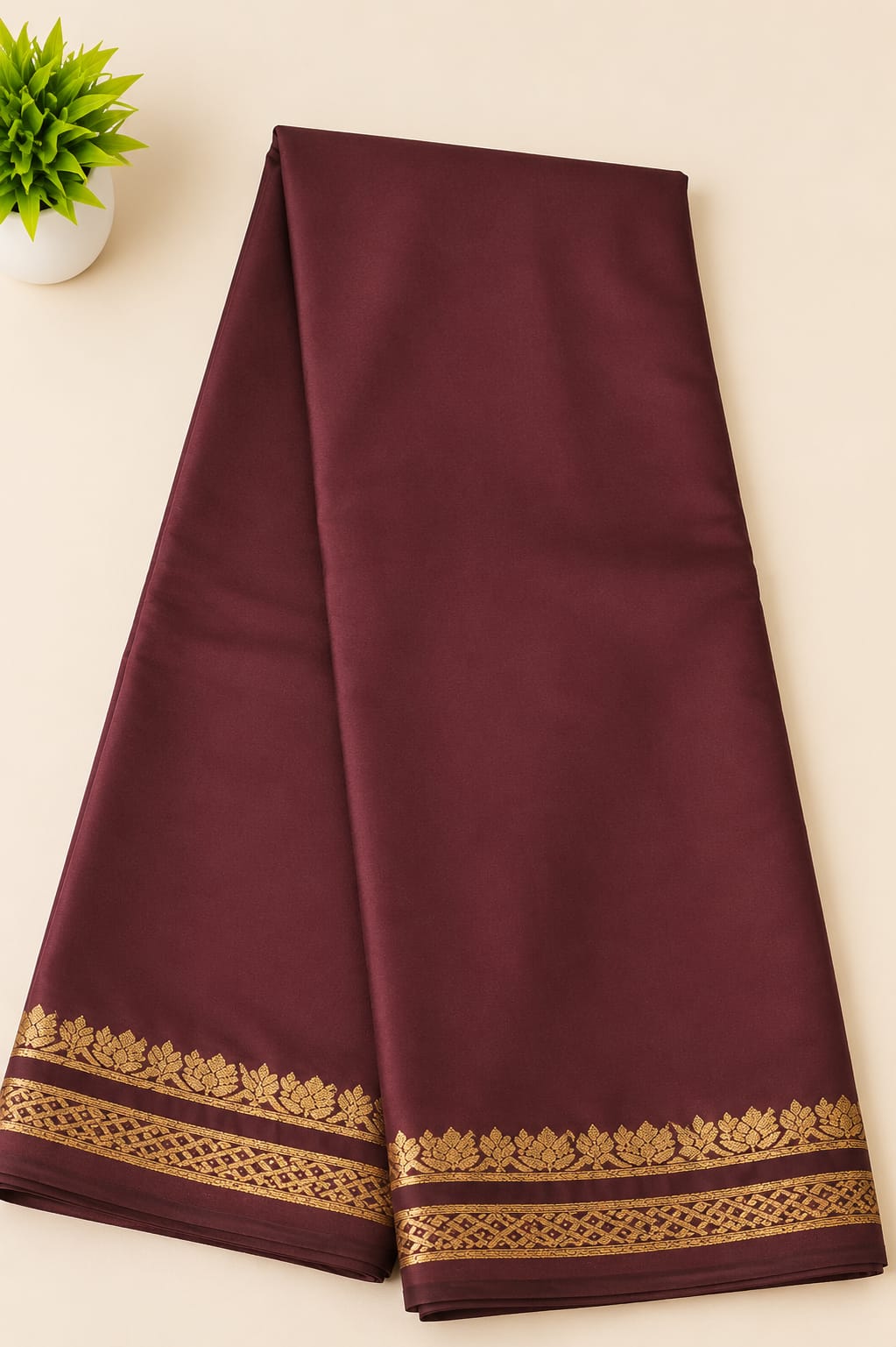 Mysore semi crepe silk Small border Saree