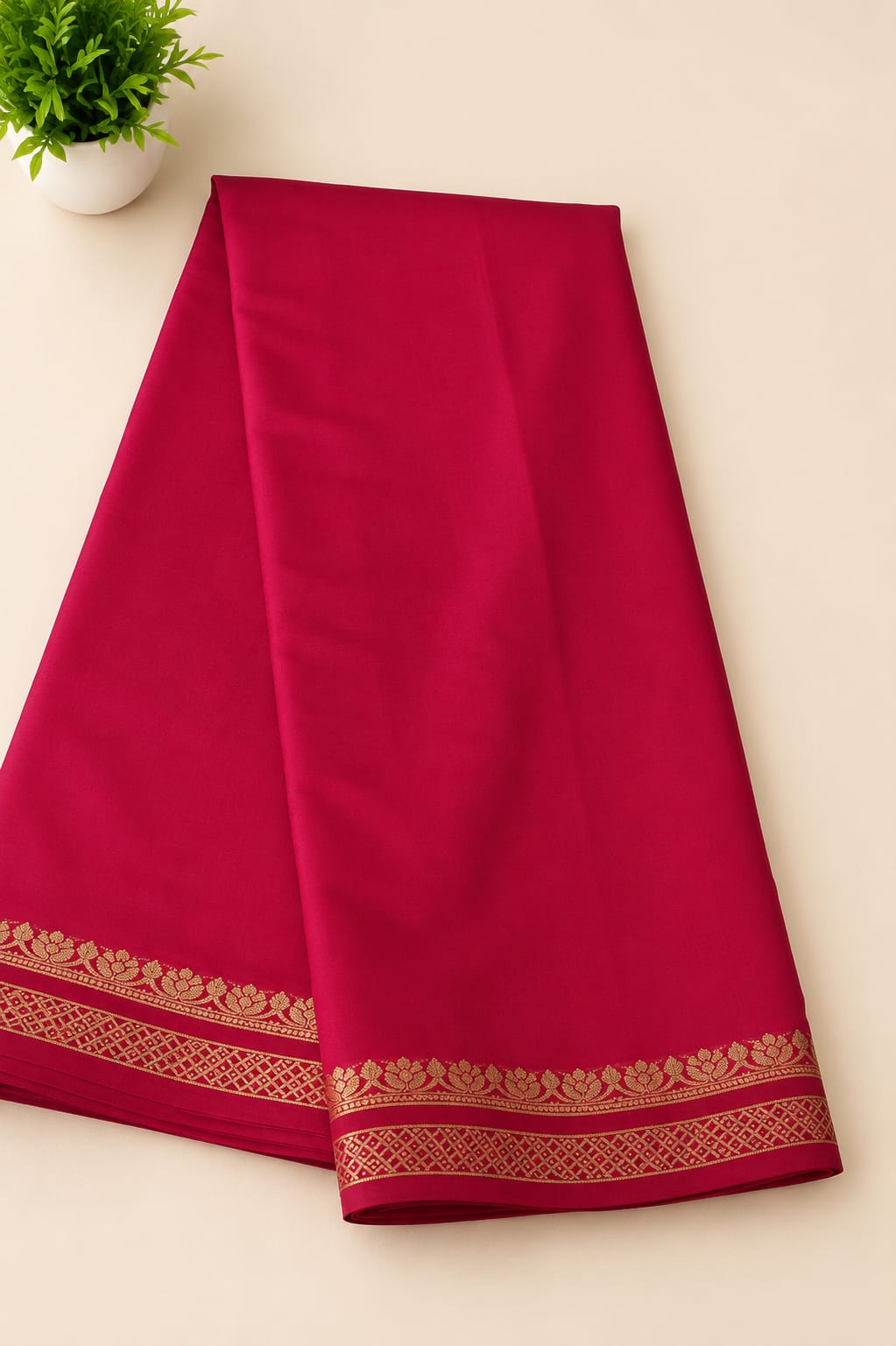Mysore semi crepe silk Small border Saree